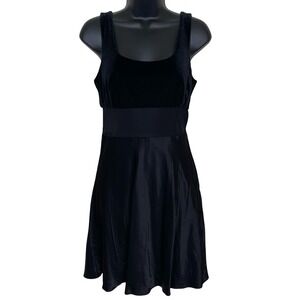 Zum Zum Black Velvet Satin Skater Dress 11/12 Sheer Mesh 90s Y2K‎ Whimsigoth